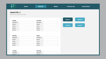 Excel Weekly Meal Planner