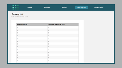 Excel Weekly Meal Planner