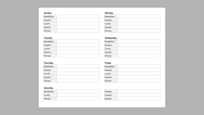 Excel Weekly Meal Planner