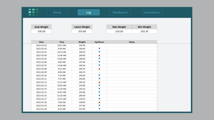 Excel Weight Log