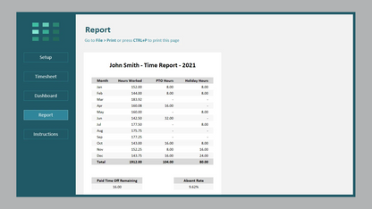 Excel Yearly Timesheet