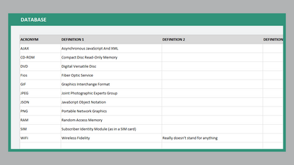 Excel Acronym Database