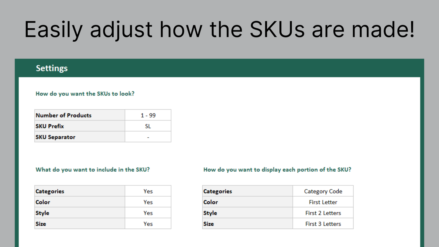 Excel SKU Generator