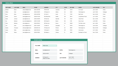 Google Sheets Address Book