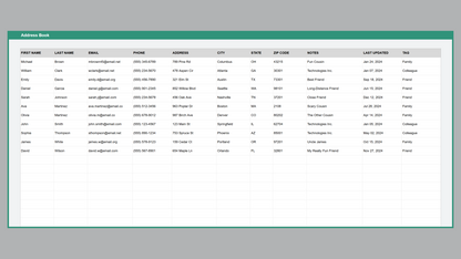 Google Sheets Address Book