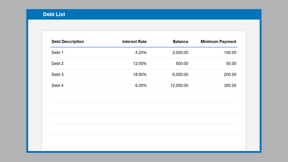 Google Sheets Debt Reduction Planner