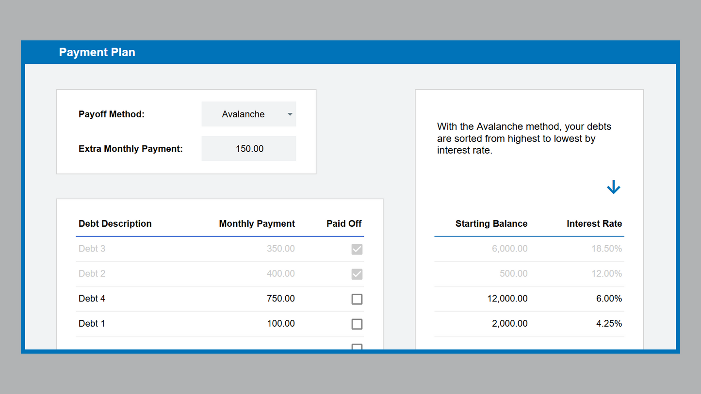 Google Sheets Debt Reduction Planner