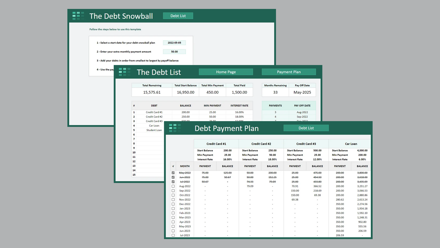 Google Sheets Debt Snowball