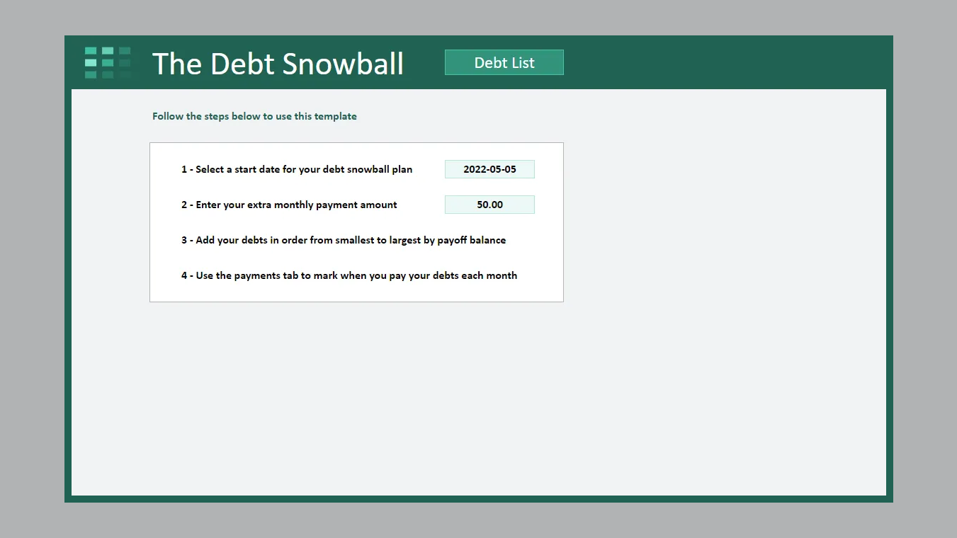 Google Sheets Debt Snowball