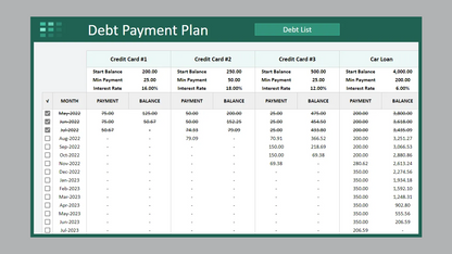 Google Sheets Debt Snowball