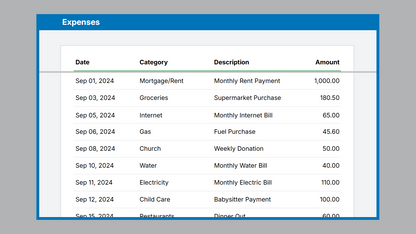 Google Sheets Detailed Expense Tracker