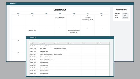 Google Sheets Event Calendar