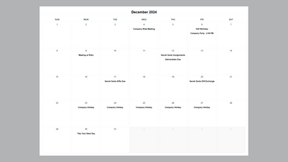 Google Sheets Event Calendar