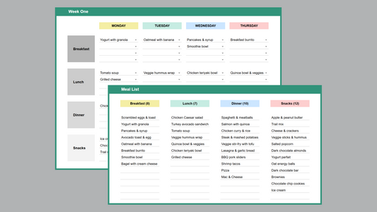 Google Sheets Meal Planner