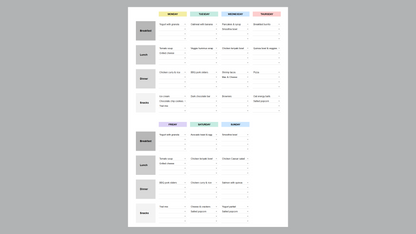 Google Sheets Meal Planner