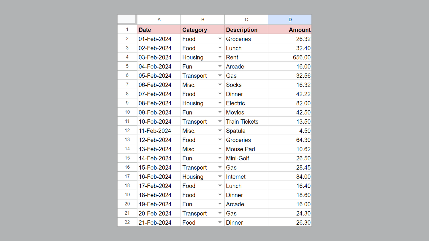 Google Sheets Mobile Expense Tracker