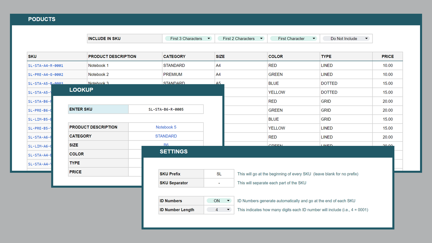 Google Sheets SKU Generator