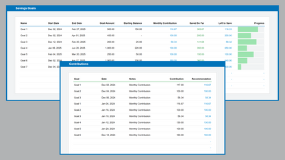 Google Sheets Savings Goals