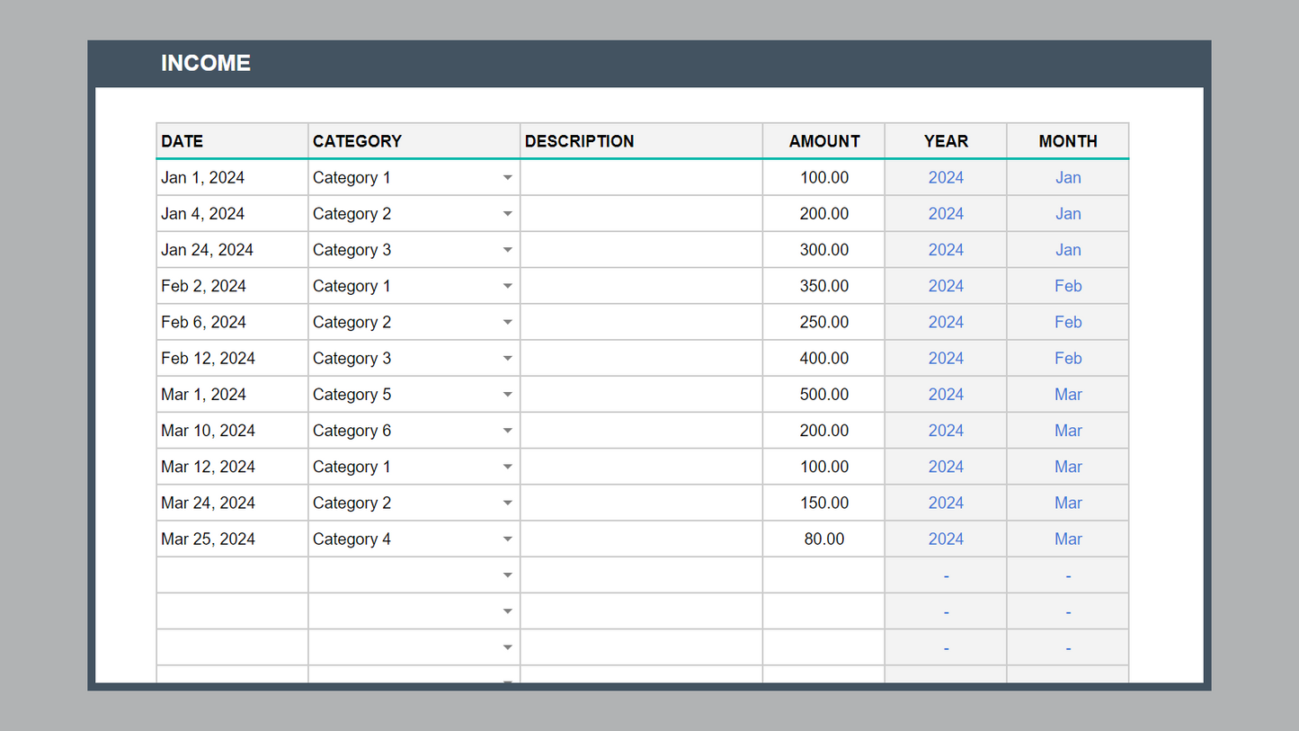 Google Sheets Simple Bookkeeping