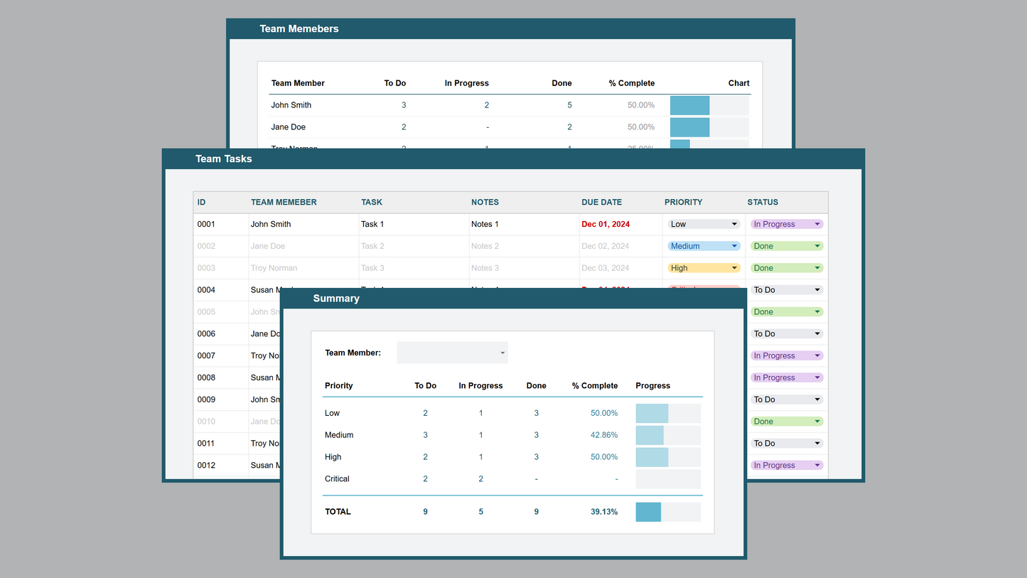 Google Sheets Team Task Manager