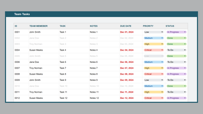 Google Sheets Team Task Manager