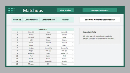 Google Sheets Tournament Bracket 32