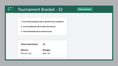 Google Sheets Tournament Bracket 32