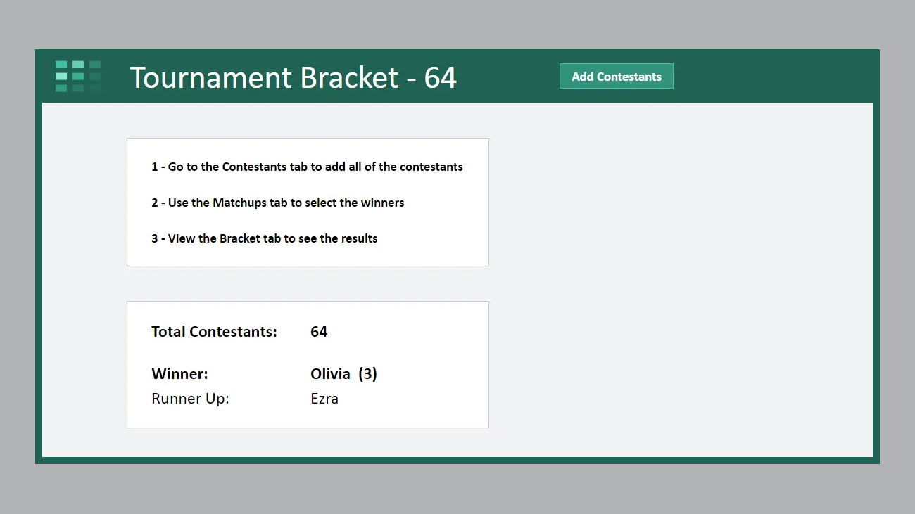 Google Sheets Tournament Bracket 64