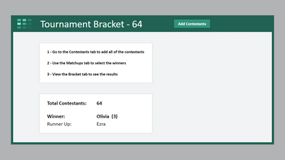 Google Sheets Tournament Bracket 64